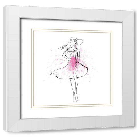 Whimsy Girl I White Modern Wood Framed Art Print with Double Matting by Knutsen, Conrad