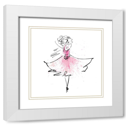 Whimsy Girl II White Modern Wood Framed Art Print with Double Matting by Knutsen, Conrad