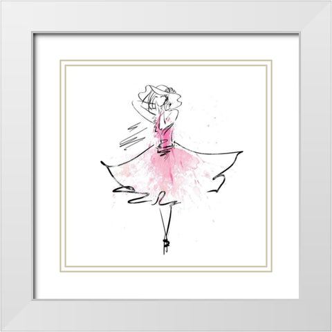 Whimsy Girl II White Modern Wood Framed Art Print with Double Matting by Knutsen, Conrad