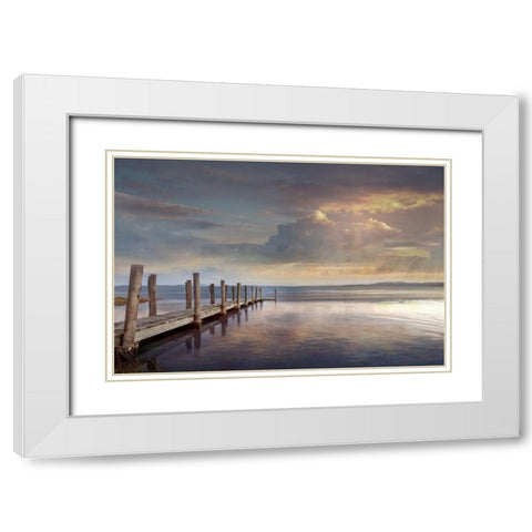 Evening Reflection White Modern Wood Framed Art Print with Double Matting by Calascibetta, Mike