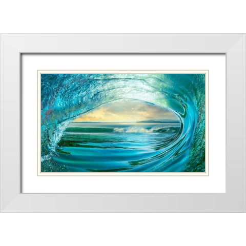 Big Wave White Modern Wood Framed Art Print with Double Matting by Calascibetta, Mike