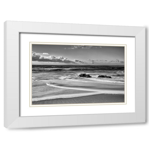 Whispering Sands Beach White Modern Wood Framed Art Print with Double Matting by Collins, Ann