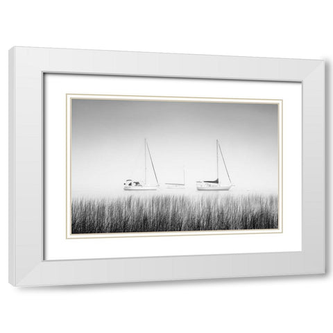 Island Boat White Modern Wood Framed Art Print with Double Matting by Murray, Chris