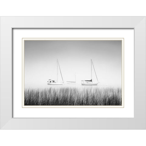 Island Boat White Modern Wood Framed Art Print with Double Matting by Murray, Chris