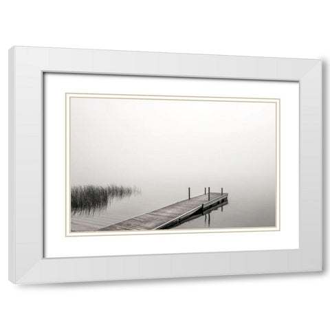 Morning Mist White Modern Wood Framed Art Print with Double Matting by Hawkins, Peter