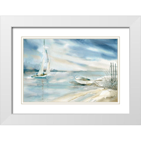 Subtle Sail White Modern Wood Framed Art Print with Double Matting by Robinson, Carol