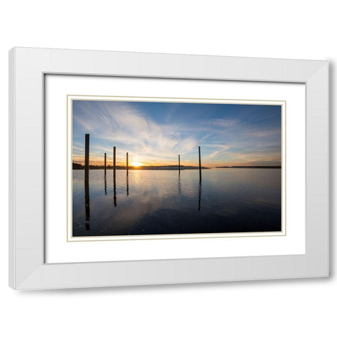 Bay at Sunset White Modern Wood Framed Art Print with Double Matting by Foulke, Doug