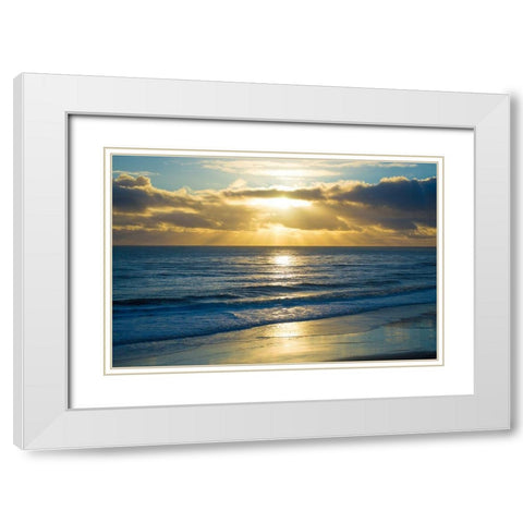 Beach Sunset White Modern Wood Framed Art Print with Double Matting by Foulke, Doug