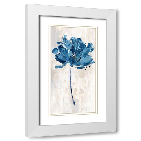 Bluejean Flower I White Modern Wood Framed Art Print with Double Matting by Craven, Katrina