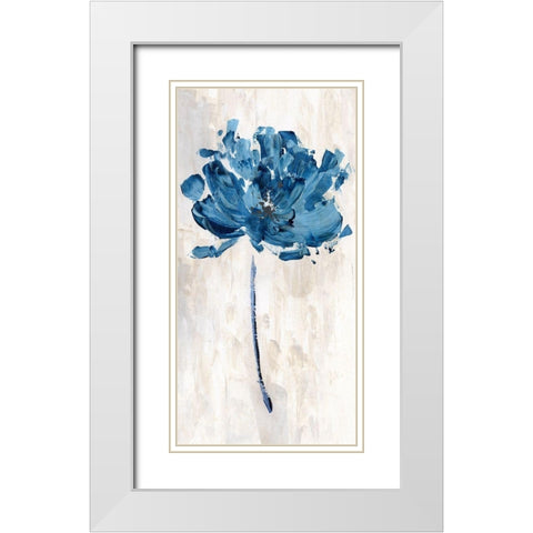 Bluejean Flower I White Modern Wood Framed Art Print with Double Matting by Craven, Katrina
