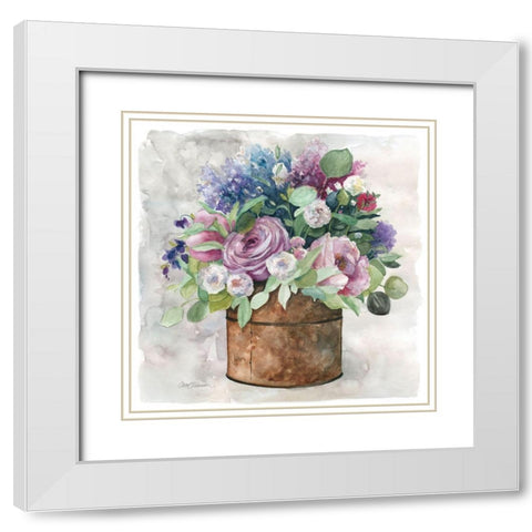 My English Garden White Modern Wood Framed Art Print with Double Matting by Robinson, Carol