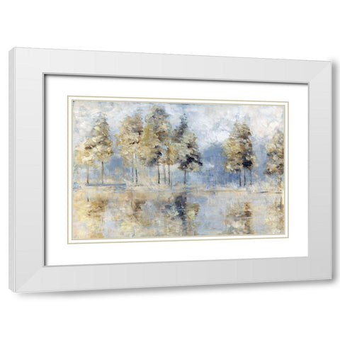 Blue Golden Forest White Modern Wood Framed Art Print with Double Matting by Swatland, Sally