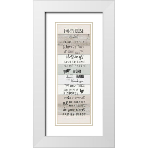 Farmhouse Rules White Modern Wood Framed Art Print with Double Matting by CAD Designs