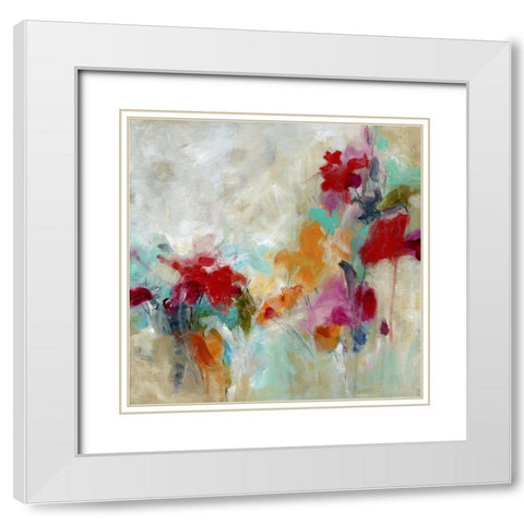 Spectrum Floral White Modern Wood Framed Art Print with Double Matting by Robinson, Carol