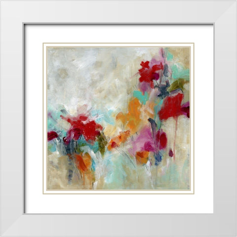 Spectrum Floral White Modern Wood Framed Art Print with Double Matting by Robinson, Carol