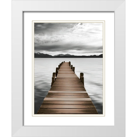Mountain Jetty White Modern Wood Framed Art Print with Double Matting by Delimont, Danita