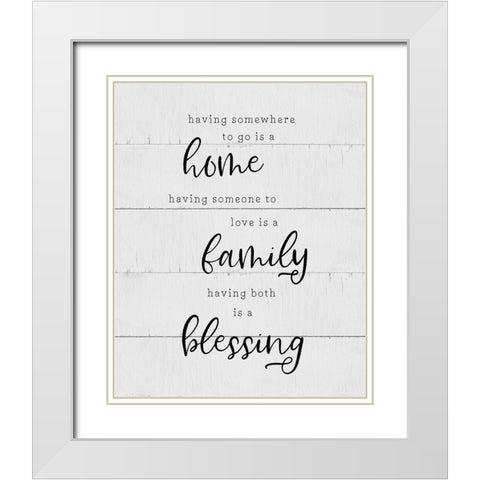 Home Family White Modern Wood Framed Art Print with Double Matting by CAD Designs