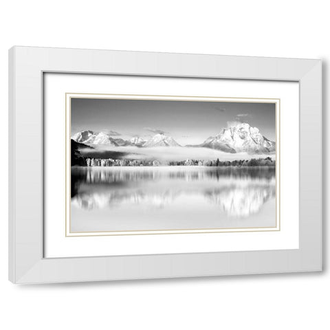 Peak Reflection White Modern Wood Framed Art Print with Double Matting by Hoffner, Lisa