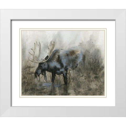 Majestic Elk White Modern Wood Framed Art Print with Double Matting by Brooks, Donna