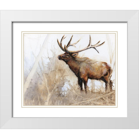 Majestic Moose White Modern Wood Framed Art Print with Double Matting by Brooks, Donna