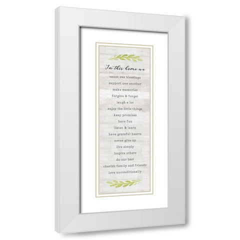 In This House White Modern Wood Framed Art Print with Double Matting by Carpentieri, Natalie