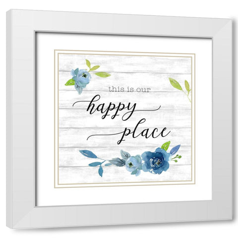 Happy Place White Modern Wood Framed Art Print with Double Matting by Santiago, Daniela