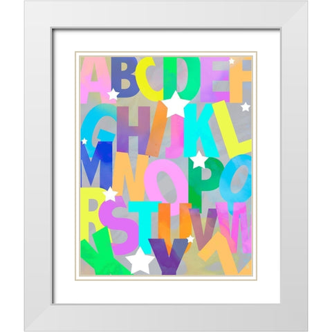 Alphabet Soup White Modern Wood Framed Art Print with Double Matting by Santiago, Daniela