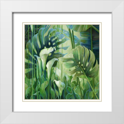 Tropical Garden White Modern Wood Framed Art Print with Double Matting by Vollherbst-Lane, Elaine