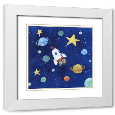 Outer Space White Modern Wood Framed Art Print with Double Matting by Nan