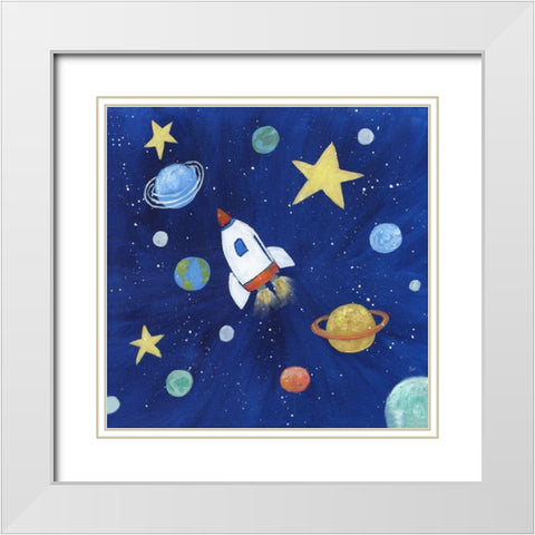 Outer Space White Modern Wood Framed Art Print with Double Matting by Nan