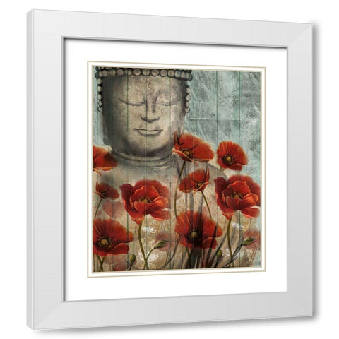 Floral Buddha White Modern Wood Framed Art Print with Double Matting by Knutsen, Conrad