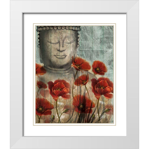 Floral Buddha White Modern Wood Framed Art Print with Double Matting by Knutsen, Conrad