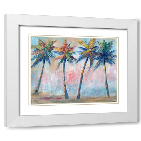 Color Pop Palms White Modern Wood Framed Art Print with Double Matting by Nan