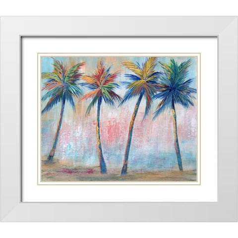 Color Pop Palms White Modern Wood Framed Art Print with Double Matting by Nan