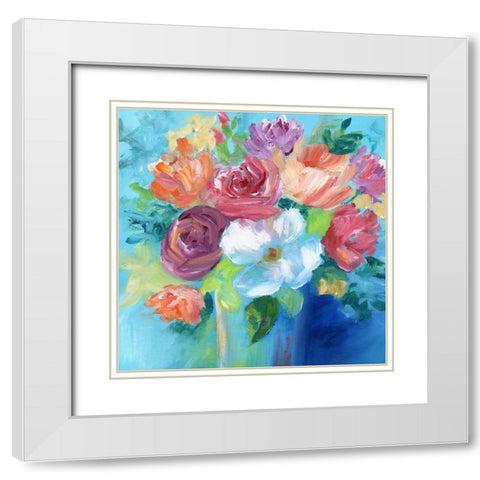 Bold Floral White Modern Wood Framed Art Print with Double Matting by Nan