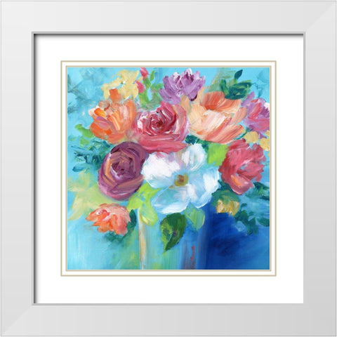 Bold Floral White Modern Wood Framed Art Print with Double Matting by Nan