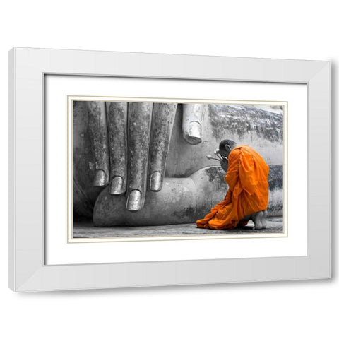 The Offering White Modern Wood Framed Art Print with Double Matting by Wright, Alison