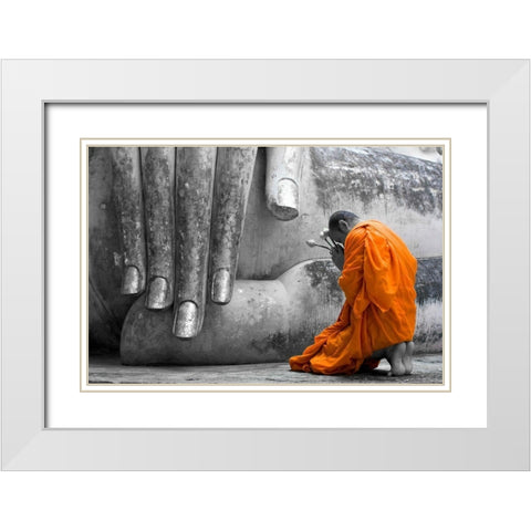 The Offering White Modern Wood Framed Art Print with Double Matting by Wright, Alison