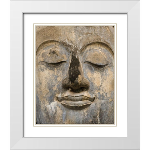 Serene Buddha White Modern Wood Framed Art Print with Double Matting by Wright, Alison