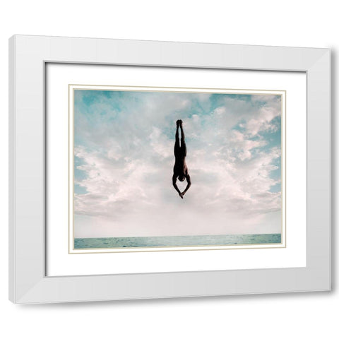 Cliff Diver White Modern Wood Framed Art Print with Double Matting by Souders, Paul