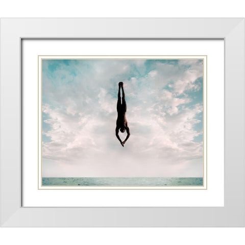 Cliff Diver White Modern Wood Framed Art Print with Double Matting by Souders, Paul