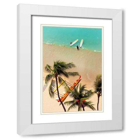 Waikiki Beach White Modern Wood Framed Art Print with Double Matting by Peebles, Douglas
