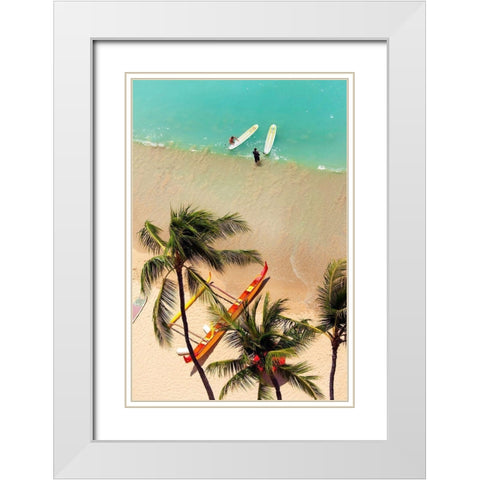 Waikiki Beach White Modern Wood Framed Art Print with Double Matting by Peebles, Douglas