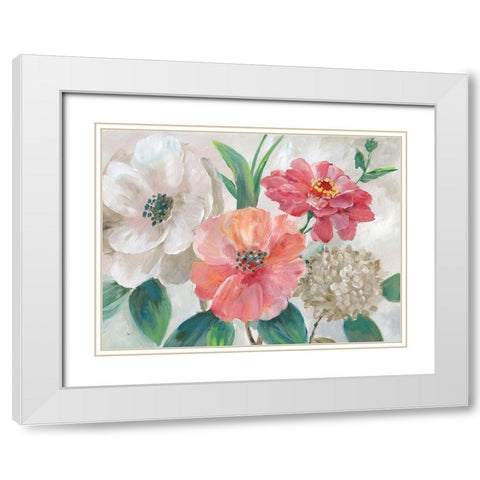 Color Pop Bouquet White Modern Wood Framed Art Print with Double Matting by Nan