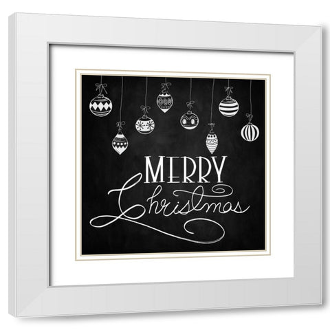 Merry Christmas White Modern Wood Framed Art Print with Double Matting by Santiago, Daniela