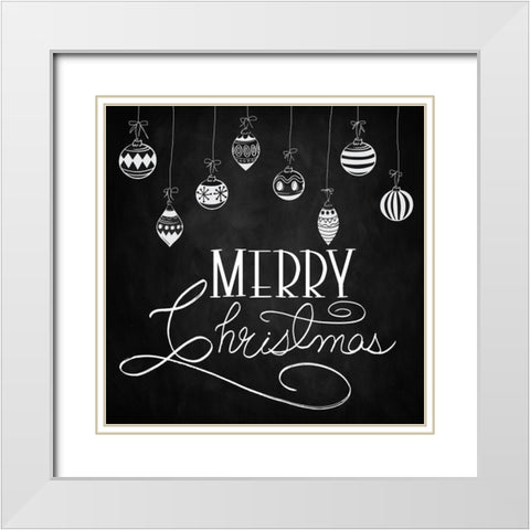Merry Christmas White Modern Wood Framed Art Print with Double Matting by Santiago, Daniela