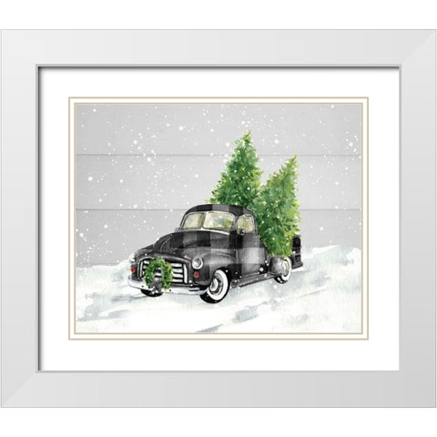 Home for Christmas White Modern Wood Framed Art Print with Double Matting by Robinson, Carol