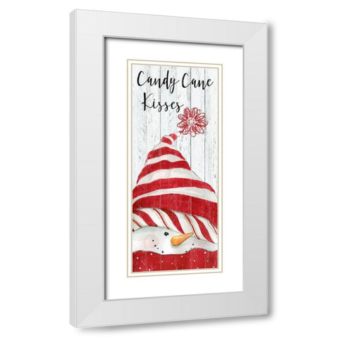 Snowman Kisses White Modern Wood Framed Art Print with Double Matting by Robinson, Carol