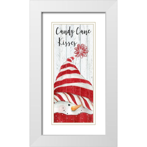 Snowman Kisses White Modern Wood Framed Art Print with Double Matting by Robinson, Carol