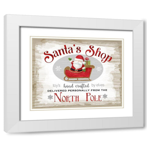 Santas Shop White Modern Wood Framed Art Print with Double Matting by Robinson, Carol